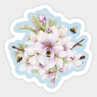 Sweet As Can Be Apple Tree Blossoms Watercolor Illustration without Lettering Sticker